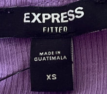 Load image into Gallery viewer, Express Womens Purple Ribbed Short Sleeve Mock Neck Regular Fit T-Shirt Size XS