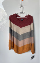 Load image into Gallery viewer, By&By Womens Multicolor Chevron Long Sleeve Crew Neck Pullover Sweater Size M
