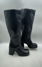 Load image into Gallery viewer, Steve Madden Womens Fanatik Black Leather Block Heel Knee High Boots Size 9.5M