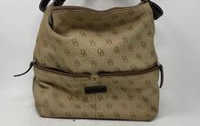 Load image into Gallery viewer, Dooney & Bourke Womens Beige Monogram Outer Pockets Adjustable Shoulder Bag
