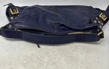 Load image into Gallery viewer, Hype Womens Blue Leather Inner Pockets Zipper Shoulder Hobo Handbag