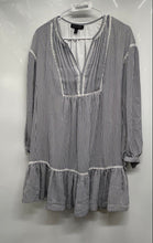 Load image into Gallery viewer, Banana Republic Womens Black White Striped Ruffle Drop Waist Mini Dress Size PS