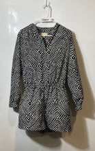 Load image into Gallery viewer, Michael Kors Womens Black & White Geometric Print Short One-Piece Romper Size M