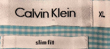 Load image into Gallery viewer, Calvin Klein Mens Blue White Gingham Long Sleeve Slim Fit Button-Up Shirt Sz XL