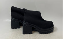 Load image into Gallery viewer, Womens Black Knitted Round Toe Pull-On Block Knee-High Booties Size 37