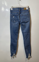 Load image into Gallery viewer, Express Womens Blue Distressed Ripped Stretch + Mid Rise Jegging Jeans Size 0