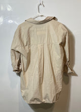 Load image into Gallery viewer, Zara Womens Beige Cotton Spread Collar Long Sleeve Button-Up Shirt Size XS