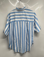 Load image into Gallery viewer, Loft Womens Blue White Striped Dolman Sleeve Henley Neck Tunic Blouse Top Sz MP