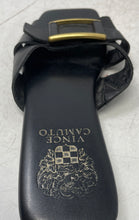 Load image into Gallery viewer, Vince Camuto Womens Alexino Black Gold Leather Slip-On Slide Sandals Size 7M