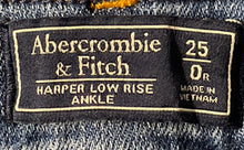 Load image into Gallery viewer, Abercrombie & Fitch Womens Blue Harper Low Rise Skinny Leg Ankle Jeans Size 25/0