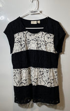 Load image into Gallery viewer, Chico's Womens Black White Floral Lace Overlay Short Sleeve Blouse Top Size 1