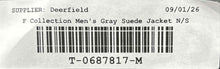 Load image into Gallery viewer, F Collection Mens Gray Suede Long Sleeve Spread Collar Full-Zip Jacket Size N/S