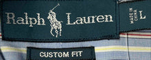 Load image into Gallery viewer, Ralph Lauren Mens Blue Striped Custom Fit Collared Button-Up Shirt Sz L w/ Tags