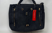 Load image into Gallery viewer, Rosetti Womens Black Gold Leather Double Handle Shoulder Handbag With Tag
