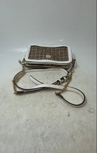 Load image into Gallery viewer, Anne Klein Womens Brown White Signature Print Adjustable Strap Crossbody Bag