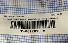 Load image into Gallery viewer, Michael Kors Mens Blue White Cotton Long Sleeve Dress Shirt Size Medium