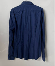 Load image into Gallery viewer, Express Mens Navy Blue Long Sleeve Spread Collar Regular Fit Dress Shirt Size XL