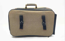 Load image into Gallery viewer, Vintage Oscar De La Renta Tan Black Tweed Extra Compartments Suitcase Luggage