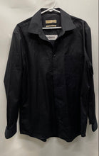 Load image into Gallery viewer, Michael Kors Mens Black Long Sleeve Collared Regular Fit Dress Shirt Size L