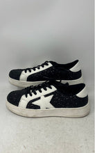 Load image into Gallery viewer, Niluber Womens Star White Black Glitter Lace-Up Low Top Sneaker Shoes Size 9