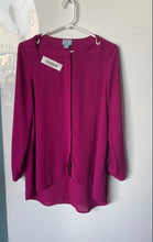 Load image into Gallery viewer, CeCe Womens Fuchsia Long Sleeve Round Neck Pullover Blouse Top Size XS