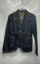 Load image into Gallery viewer, Michael Kors Womens Blue Denim Long Sleeve Button-Front Jacket Size Small