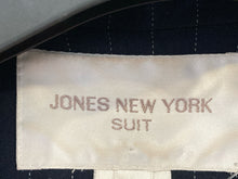 Load image into Gallery viewer, Jones New York Womens Blue Striped Long Sleeve One-Button Blazer Jacket Size 18