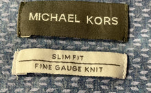 Load image into Gallery viewer, Michael Kors Mens Blue Printed Long Sleeve Slim Fit Button-Up Shirt Size XL