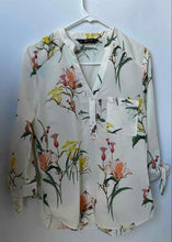Load image into Gallery viewer, Zara Basic Womens Multicolor Floral 3/4 Sleeve Split Neck Blouse Top Size Small
