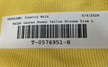 Load image into Gallery viewer, Lauren Ralph Lauren Womens Yellow 3/4 Sleeve Deep V-Neck Ruffle Blouse Top Sz L