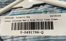 Load image into Gallery viewer, Armani Exchange Mens Blue Striped Collared Long Sleeve Button-Up Shirt Size M