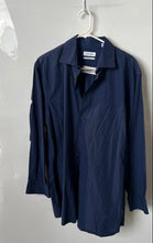 Load image into Gallery viewer, Calvin Klein Mens Blue Printed Collared Long Sleeve Dress Shirt Size 16 1/2