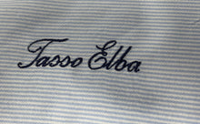 Load image into Gallery viewer, Tasso Elba Mens Blue White Striped Cotton Long Sleeve Dress Shirt Size L 16-16.5