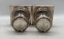 Load image into Gallery viewer, Set Of 2 Pcs Silver Color Metal Pillar Embossed Candle Holder Collectible