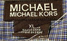 Load image into Gallery viewer, Michael Kors Mens Blue White Plaid Print Short Sleeve Button-Up Shirt Size XL