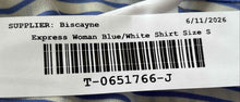 Load image into Gallery viewer, Express Womens Blue White Striped Long Sleeve Button-Up Shirt Size Small