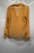 Load image into Gallery viewer, Banana Republic Womens Yellow Paisley Long Sleeve Collared Blouse Top Size Small