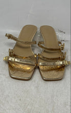 Load image into Gallery viewer, Michael Kors Womens Darrington Gold-Tone Slip-On Kitten Strappy Heels Size 8M
