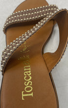 Load image into Gallery viewer, Toscanella Womens Brown Yellow Slip-On Open Toe Platform Sandals Size 6