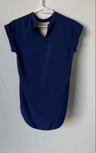 Load image into Gallery viewer, Express Womens Navy Blue Short Sleeve Keyhole Neck Blouse Top Size XS