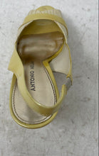 Load image into Gallery viewer, Antonio Melani Womens Beige Yellow Leather Peep Toe Slingback Heels Size 5.5 M