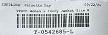 Load image into Gallery viewer, Truth By Republic Womens Ivory Long Sleeve Collarless Front Button Jacket Size 8