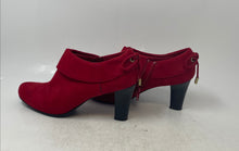 Load image into Gallery viewer, Coach And Four Womens Red Faux Suede Side Zip Block Heel Ankle Boots Size 7.5