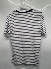 Load image into Gallery viewer, Zara Womens White Black Striped Short Sleeve Casual Pullover T-Shirt Size L