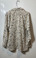 Load image into Gallery viewer, A New Day Womens Beige Black Dalmatian Dot Satin Long Sleeve Button-Up Shirt S