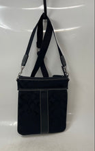 Load image into Gallery viewer, Coach Womens Black Monogram Outer Pockets Adjustable Strap Crossbody Bag