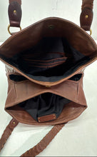 Load image into Gallery viewer, Preston & York Womens Brown Leather Double Handle Pockets Lined Shoulder Bag