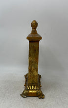 Load image into Gallery viewer, Antique Gold Tone Wood Quartz Roman Numerals Victorian Desk Clock Not Tested