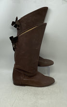 Load image into Gallery viewer, Unbranded Womens Brown Leather Back Lace-Up Knee High Booties Size EUR 40
