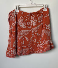 Load image into Gallery viewer, Forever 21 Womens Orange Floral Print Crochet Trim Tulip Hem Mini Skirt Size L